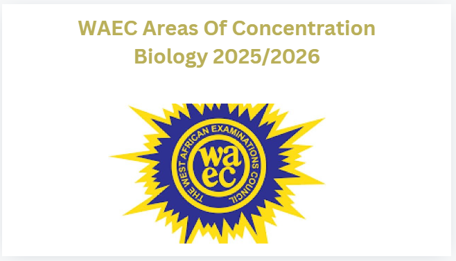 WAEC Areas Of Concentration Biology For 2025/2026