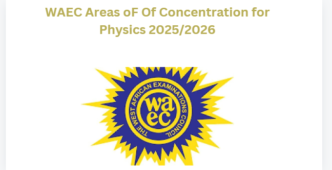 WAEC Areas oF Of Concentration for Physics 2025/2026