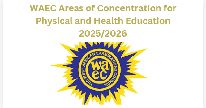 WAEC Areas of Concentration for Physical and Health Education 2025/2026